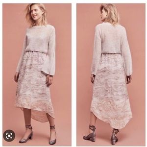 Anthropologie Sleeping in Snow Marble High Low Slip Dress - no sweater